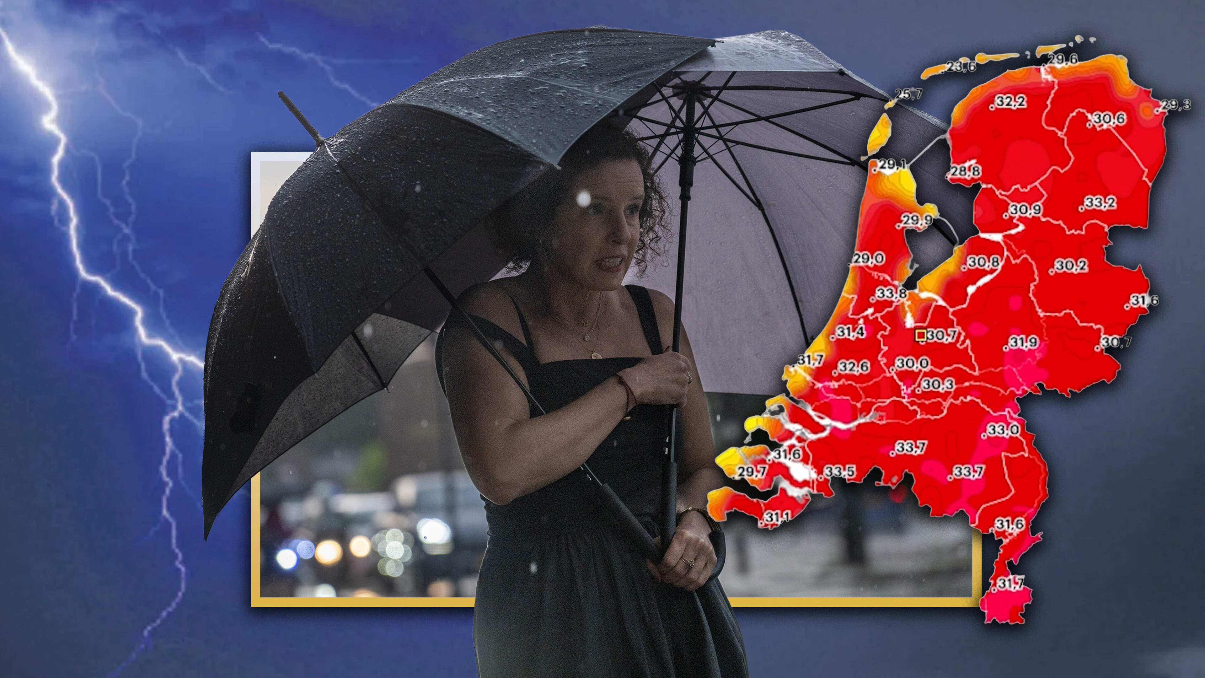 Code oranje Limburg om zwaar onweer en mogelijk later in meer provincies, zeer hete dag in het zuiden